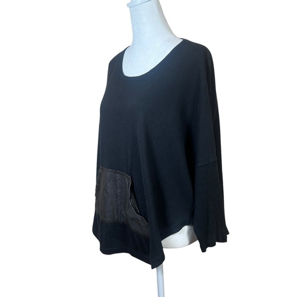 La Fee Verte Anthropologie Cashmere Blend Sweater Leather Pouch Boxy Flowy Top M - Picture 5 of 11